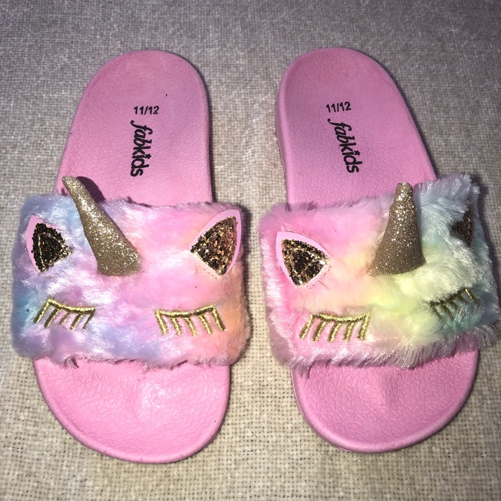 Rainbow Unicorn fur slide